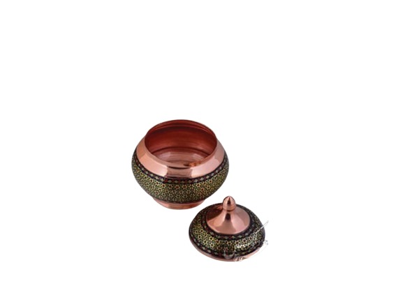 قندان کوچک مس و خاتم برند آقاجانی